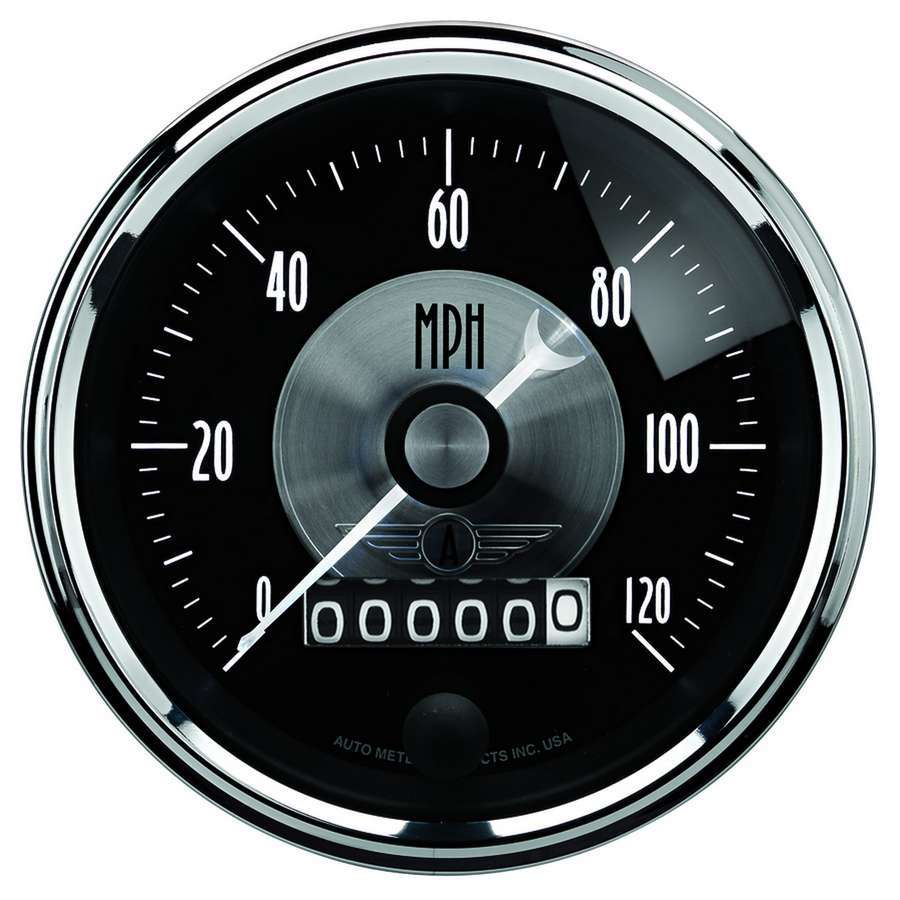 AutoMeter GAUGE, SPEEDO, 3 3/8" , 120MPH, ELEC. PROGRAM W/WHEEL ODO, PRESTIGE BLK. DIAMOND