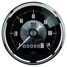 Load image into Gallery viewer, AutoMeter GAUGE, SPEEDO, 3 3/8&quot; , 120MPH, ELEC. PROGRAM W/WHEEL ODO, PRESTIGE BLK. DIAMOND