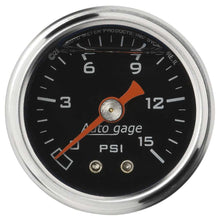 Cargar imagen en el visor de la galería, Gauge with Black Face, 0-15 PSI, Liquid Filled