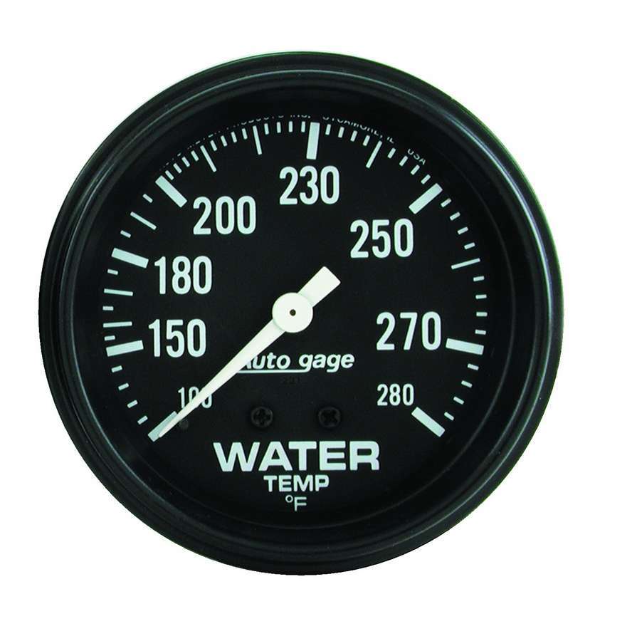 AutoMeter GAUGE, WATER TEMPERATURE, 2 5/8" 100-280?F, MECHANICAL, BLACK, AUTOGAGE