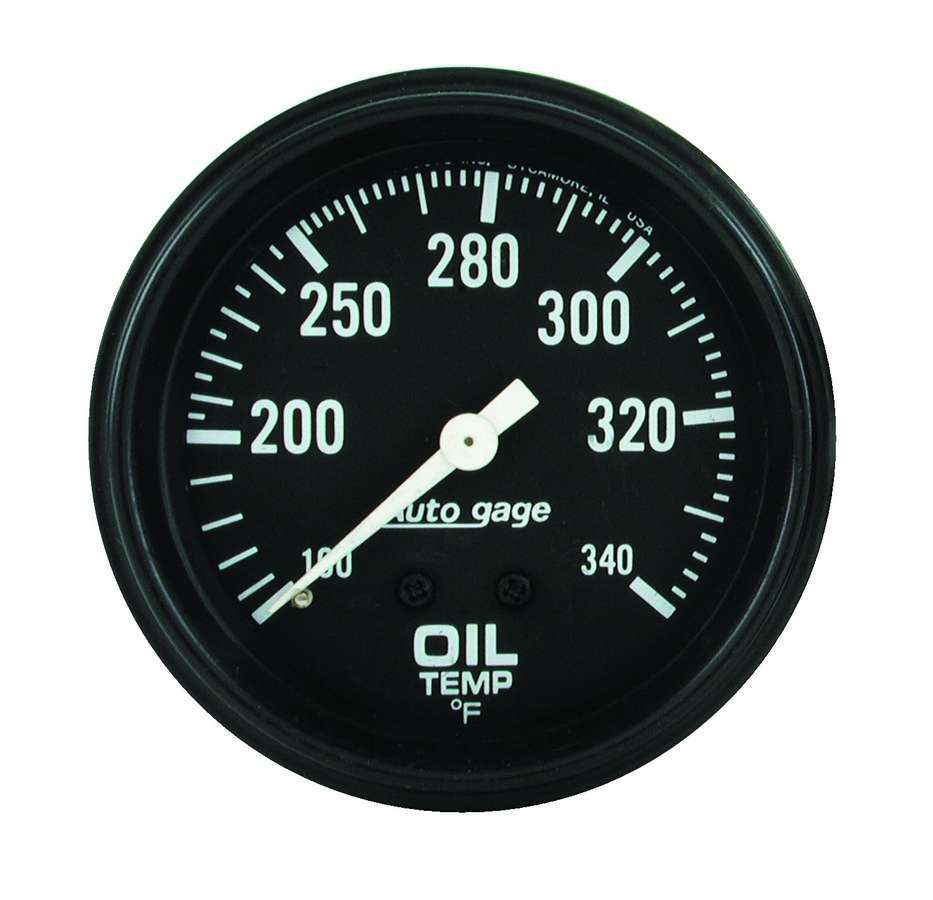 AutoMeter GAUGE, OIL TEMPERATURE, 2 5/8" 100-340?F, MECHANICAL, BLACK, AUTOGAGE