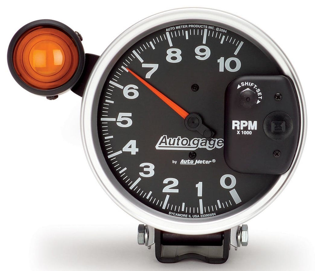 AutoMeter GAUGE, TACHOMETER, 5", 10K RPM, PEDESTAL W/ EXT. SHIFT-LITE, BLACK, AUTO GAGE