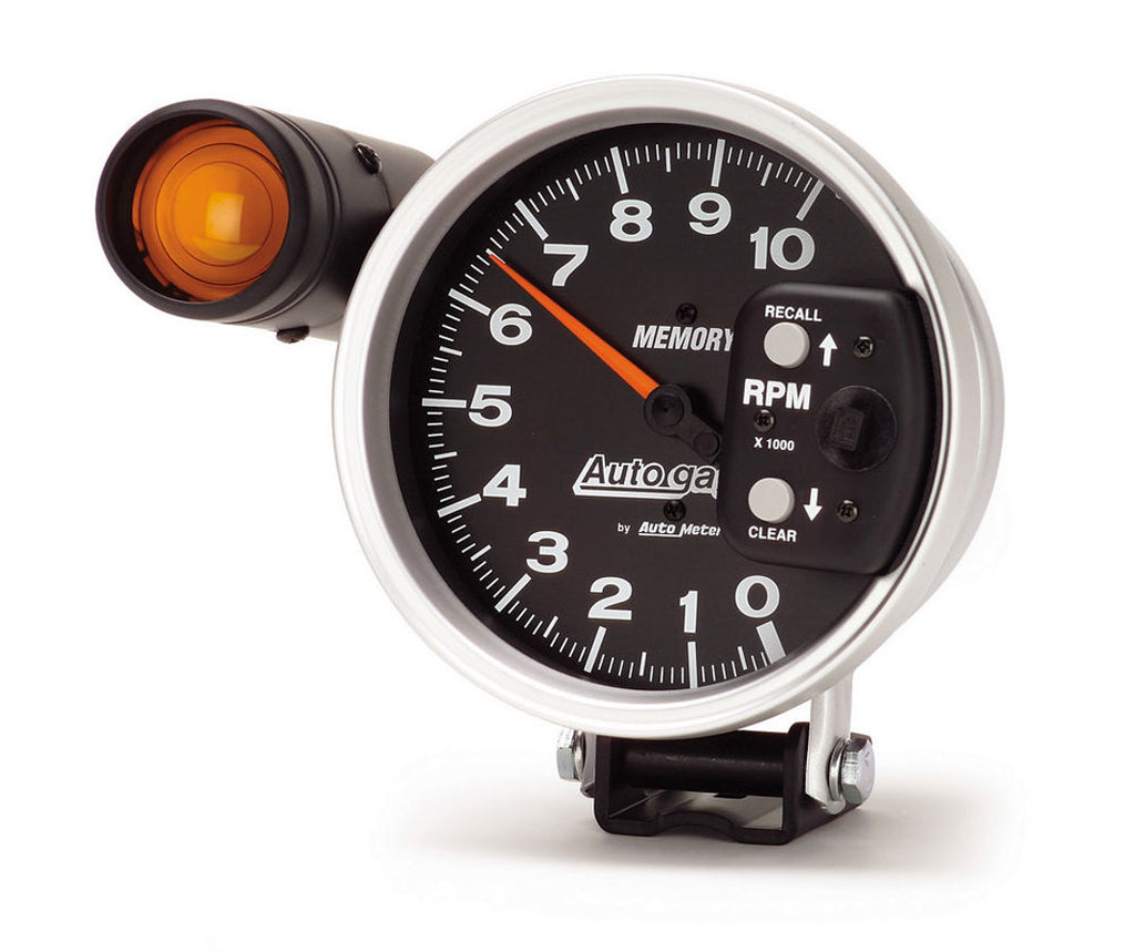 AutoMeter GAUGE, TACH, 5" , 10K RPM, PEDESTAL W/ EXT. SHIFT-LITE & MEM, BLACK, AUTO GAGE