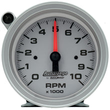 Load image into Gallery viewer, AutoMeter GAUGE, TACH, 3 3/4&quot;, 10K RPM, PEDESTAL W/EXT SHIFT LIGHT, SLVR DIAL BLK CASE, AG