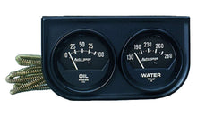 Load image into Gallery viewer, AutoMeter GAUGE CONSOLE, OILP/WTMP, 2&quot;, 100PSI/280?F, BLK DIAL, BLK BZL, AUTOGAGE