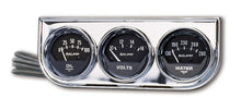 Cargar imagen en el visor de la galería, CONSOLA DE MEDIDOR AutoMeter, OILP/WTMP/VOLT, 2&quot;, 100 PSI/280 grados F/16 V, DIAL NEGRO, BZL CROMADO, AG