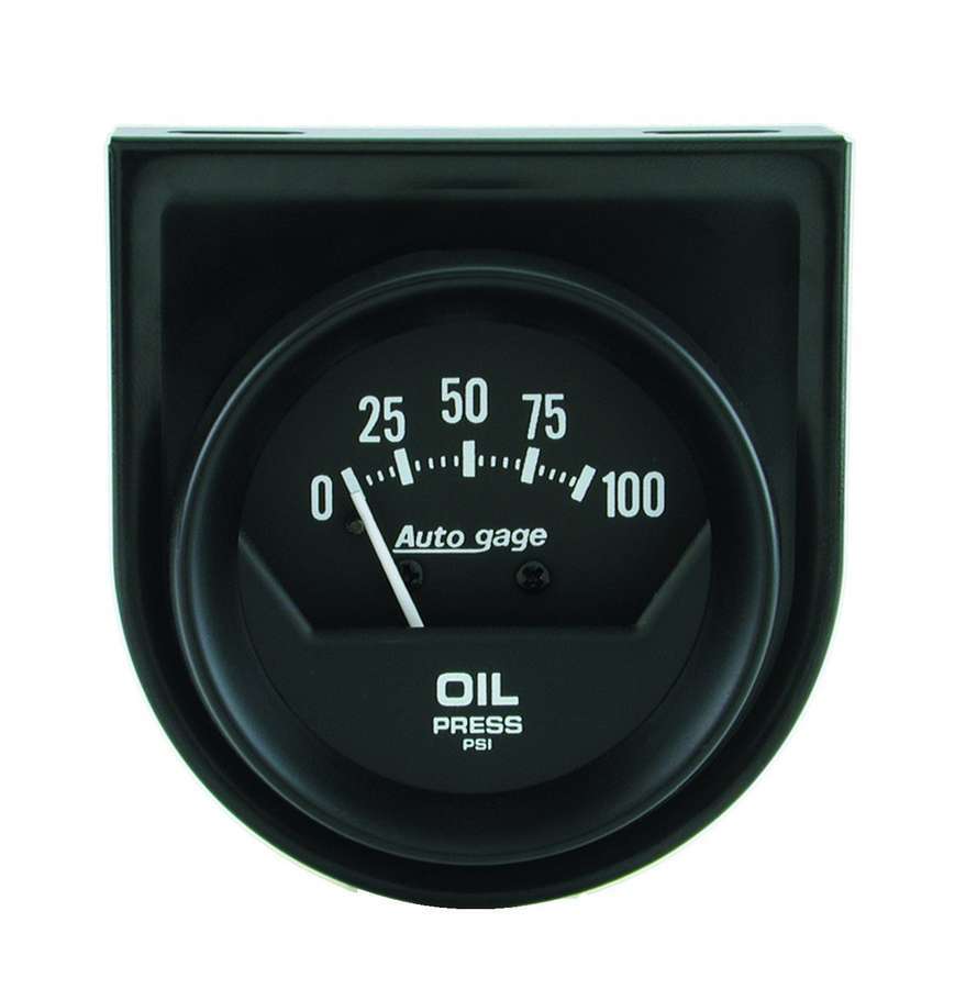 AutoMeter GAUGE CONSOLE, OIL PRESS, 2" , 100PSI, MECH, SHORT SWEEP, BLACK, AUTOGAGE