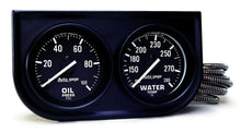 Load image into Gallery viewer, AutoMeter GAUGE CONSOLE, OILP/WTMP, 2&quot;, 100PSI/280?F, BLK DIAL, BLK BZL, AUTOGAGE