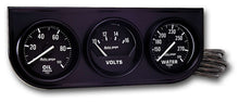 Load image into Gallery viewer, AutoMeter GAUGE CONSOLE, OILP/WTMP/VOLT, 2&quot;, 100PSI/280?F/18V, MECH BLK DIAL, BLK BZL, AG