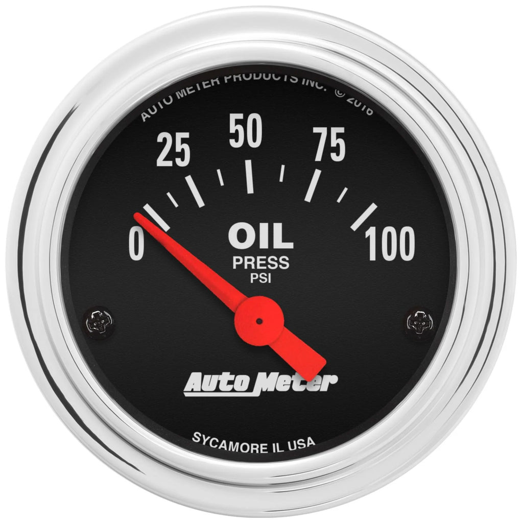 Electric Oil Pressure Gauge with Traditional Chrome Finish