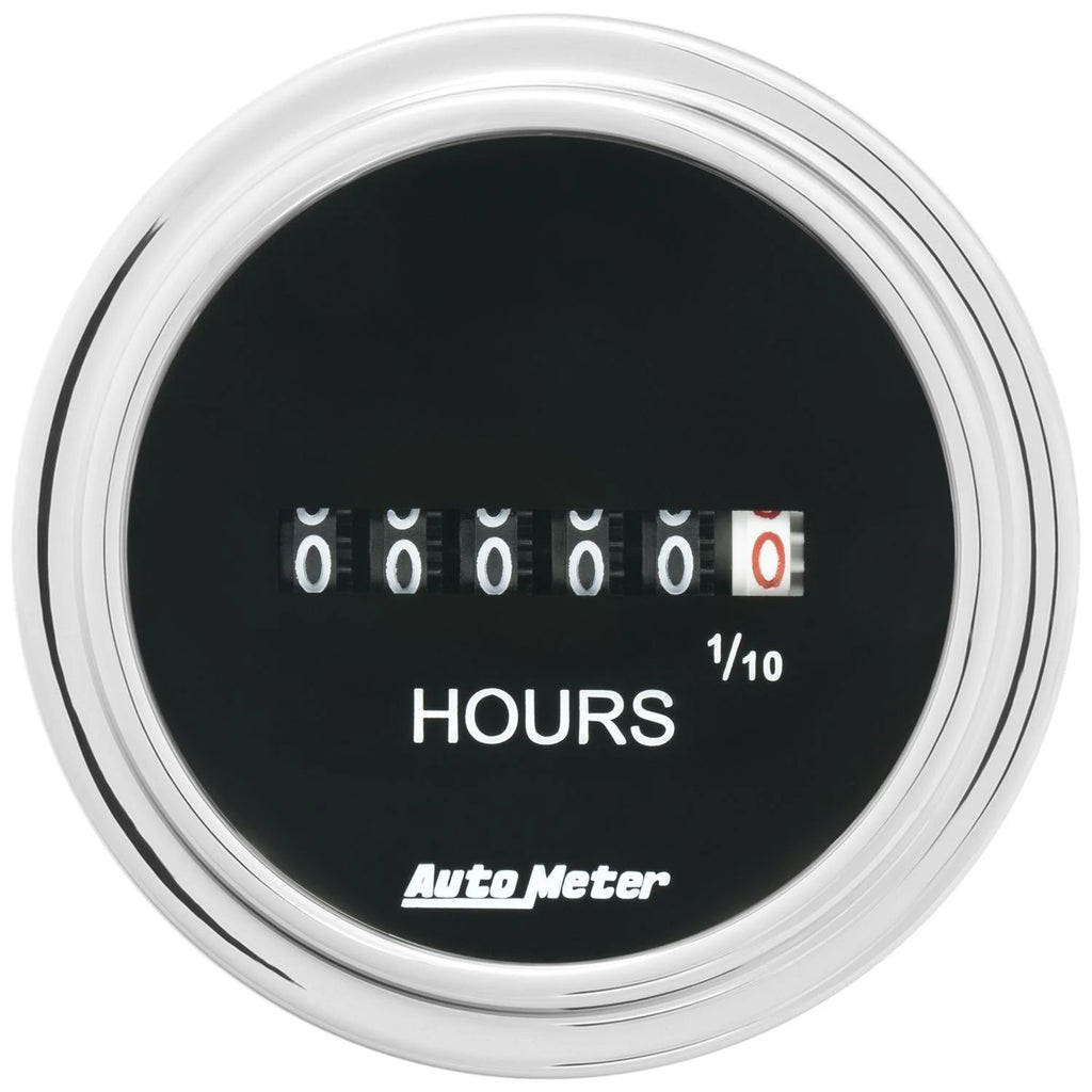 AutoMeter GAUGE, HOURMETER, 2 1/16", 100K HOURS, ELECTRIC (8V-32V), TRADITIONAL CHROME