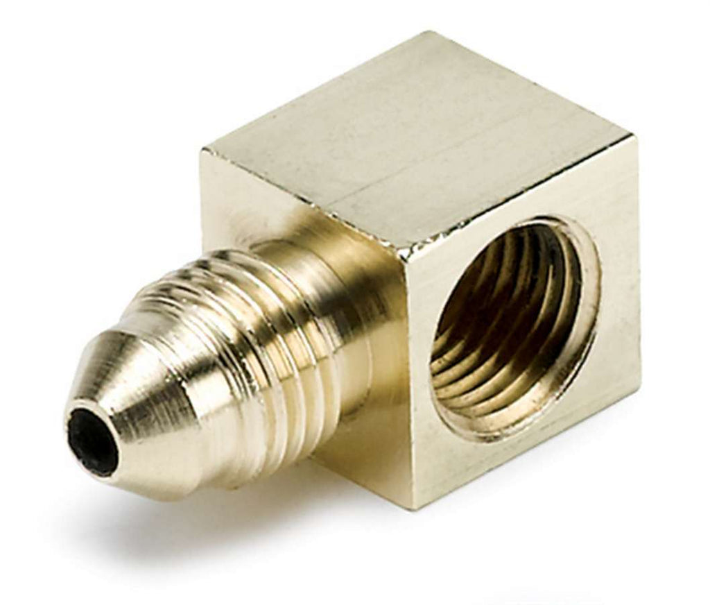 AutoMeter FITTING, ADAPTER, 90?, 1/8" NPTF FEMALE TO -3AN MALE, BRASS