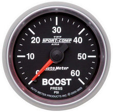 Load image into Gallery viewer, AutoMeter GAUGE, BOOST, 2 1/16&quot;, 60PSI, MECHANICAL, SPORT-COMP II