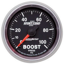 Load image into Gallery viewer, AutoMeter GAUGE, BOOST, 2 1/16&quot;, 100PSI, MECHANICAL, SPORT-COMP II