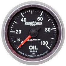 Cargar imagen en el visor de la galería, AutoMeter GAUGE, OIL PRESSURE, 2 1/16&quot;, 100PSI, MECHANICAL, SPORT-COMP II