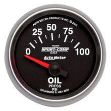 Load image into Gallery viewer, AutoMeter GAUGE, OIL PRESSURE, 2 1/16&quot;, 100PSI, ELECTRIC, SPORT-COMP II