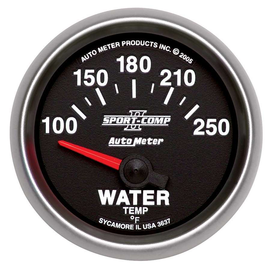 AutoMeter GAUGE, WATER TEMP, 2 1/16", 100-250?F, ELECTRIC, SPORT-COMP II