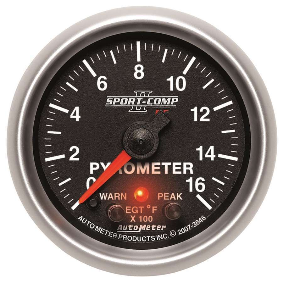 AutoMeter GAUGE, PYROMETER (EGT), 2 1/16", 1600?F, STEPPER MOTOR W/PK & WRN, SPORT-COMP II