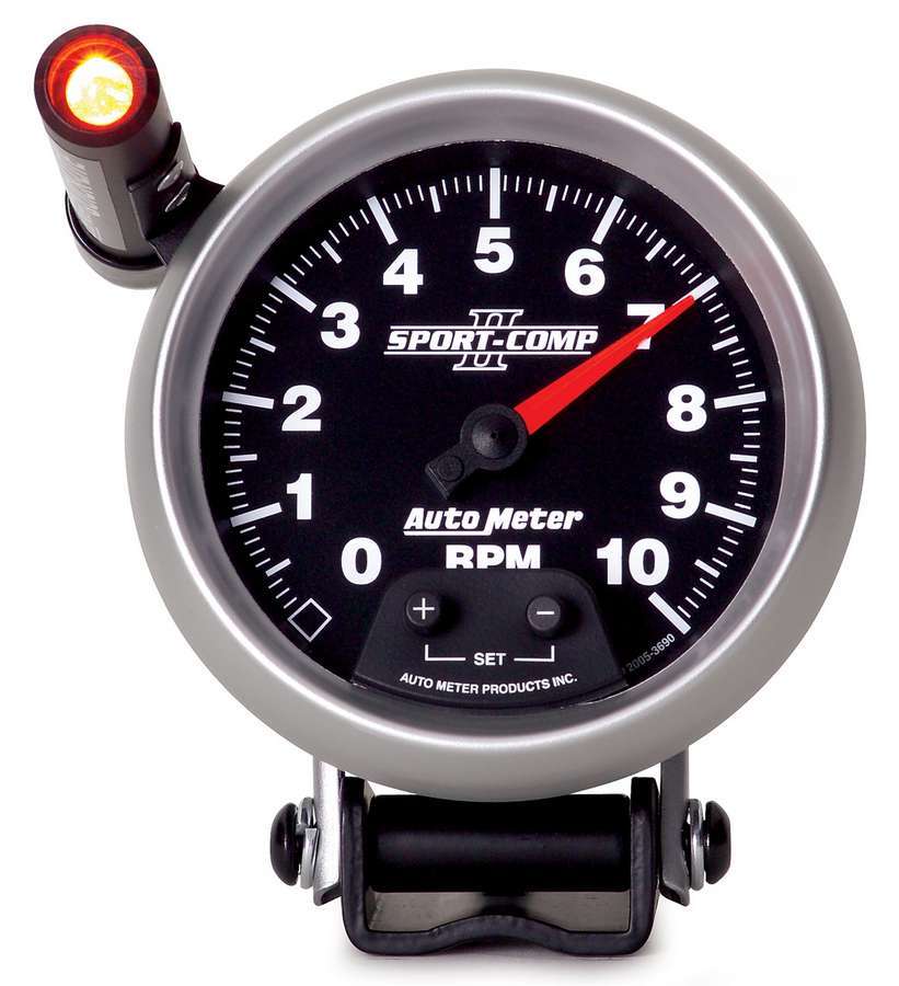 AutoMeter GAUGE, TACHOMETER, 3 3/4", 10K RPM, PEDESTAL W/ EXT. QUICK-LITE, SPORT-COMP II