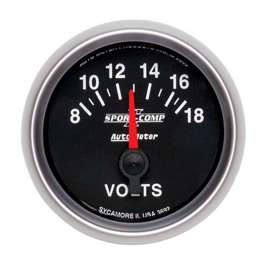 AutoMeter GAUGE, VOLTMETER, 2 1/16", 18V, ELECTRIC, SPORT-COMP II