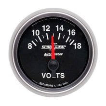 Load image into Gallery viewer, AutoMeter GAUGE, VOLTMETER, 2 1/16&quot;, 18V, ELECTRIC, SPORT-COMP II