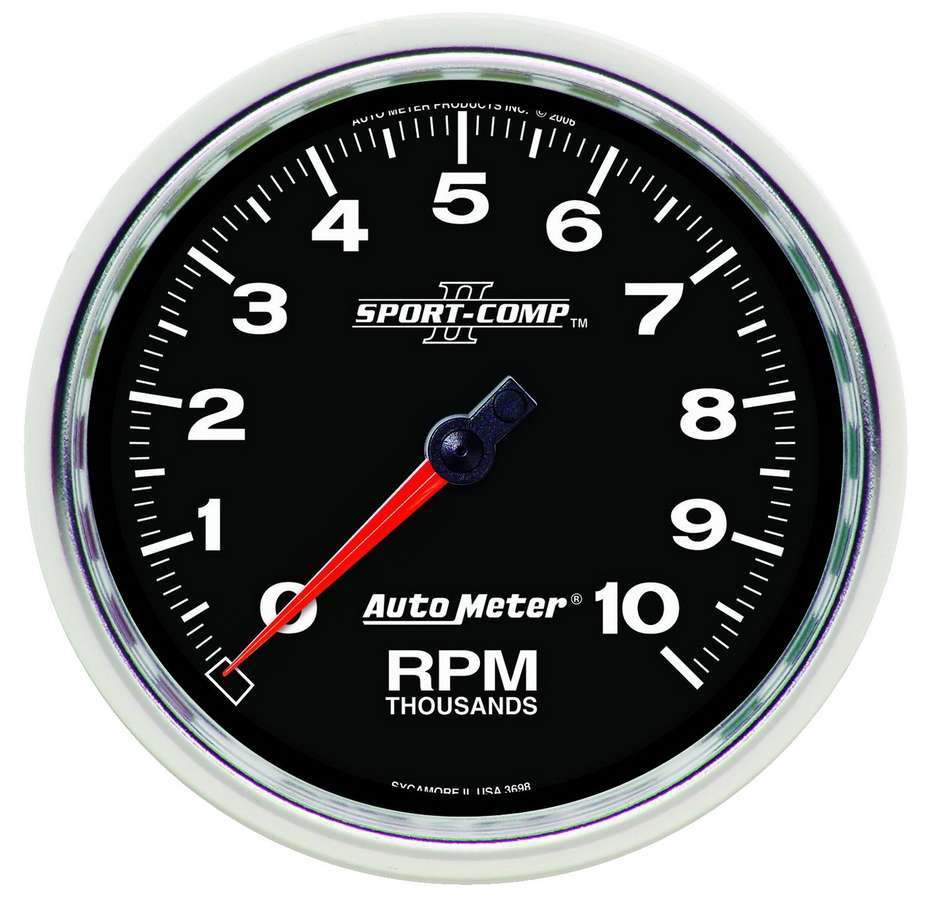 AutoMeter GAUGE, TACHOMETER, 5", 10K RPM, IN-DASH, SPORT-COMP II