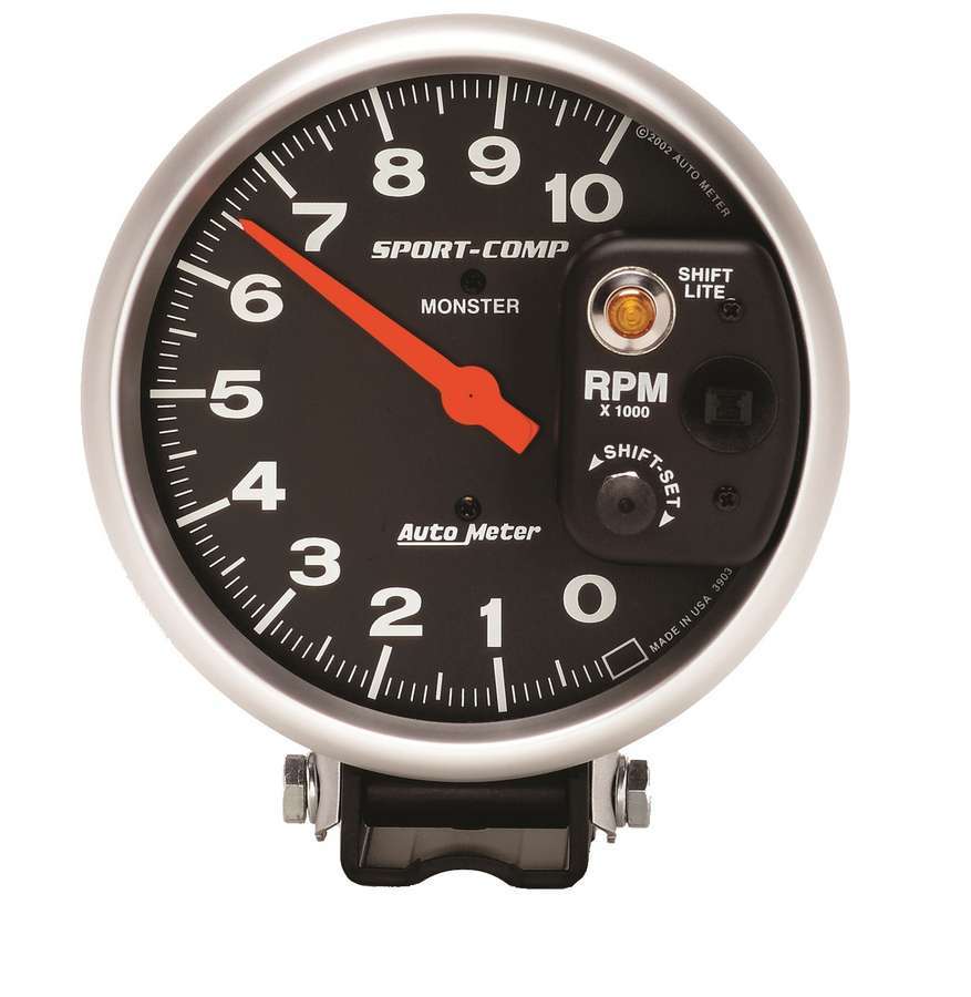 AutoMeter GAUGE, TACHOMETER, 5", 10K RPM, PEDESTAL W/ INT. SHIFT-LITE, SPORT-COMP