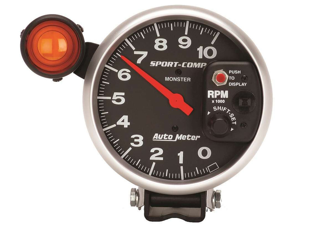 AutoMeter GAUGE, TACHOMETER, 5", 10K RPM, PEDESTAL W/ EXT. SHIFT-LITE, SPORT-COMP