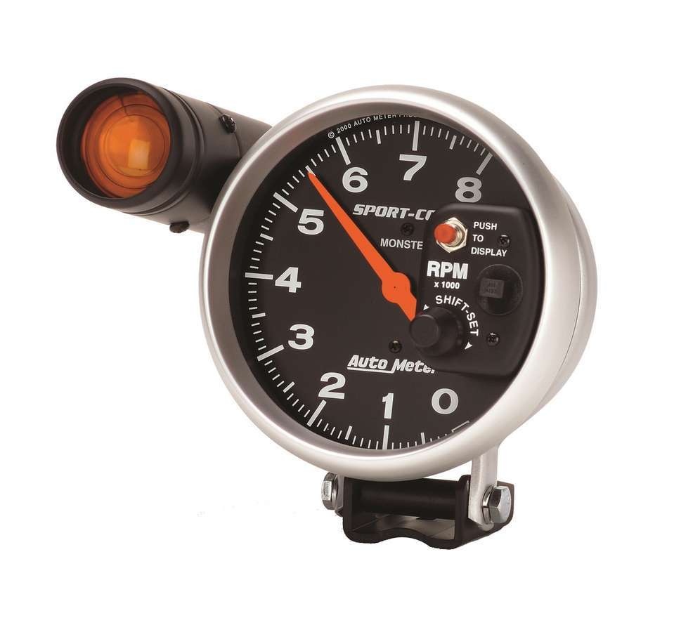 AutoMeter GAUGE, TACHOMETER, 5", 8K RPM, PEDESTAL W/ EXT. SHIFT-LITE, SPORT-COMP