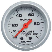 Load image into Gallery viewer, Exhaust Pressure Gauge 0-100psi Ultra-Lite