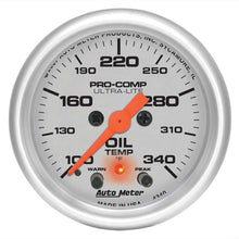 Cargar imagen en el visor de la galería, INDICADOR DE TEMPERATURA DE ACEITE AutoMeter, 2 1/16&quot;, 340 grados F, MOTOR PASO A PASO CON INDICADOR DE PICO Y ADVERTENCIA, ULTRA-LITE