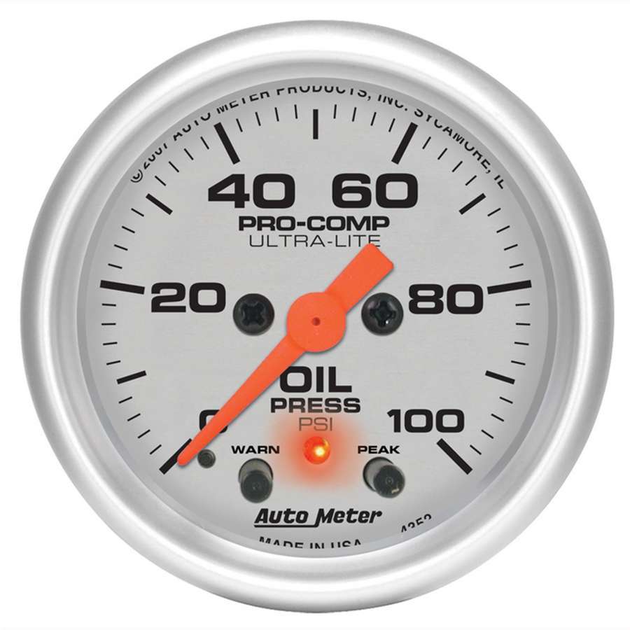 AutoMeter GAUGE, OIL PRESS, 2 1/16" , 100PSI, DIGITAL STEPPER MOTOR W/PK & WRN, ULTRA-LITE