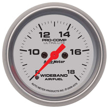 Load image into Gallery viewer, AutoMeter GAUGE, AIR/FUEL RATIO-WIDEBAND, ANALOG, 2 1/16&quot;, 8:1-18:1, STPR MTR, ULTRA-LITE