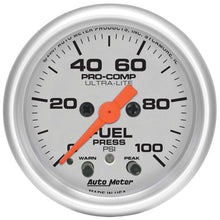 Cargar imagen en el visor de la galería, MEDIDOR DE PRESIÓN DE COMBUSTIBLE AutoMeter, 2 1/16&quot;, 100 PSI, MOTOR PASO A PASO DIGITAL CON PK Y ADVERTENCIA, ULTRA-LITE