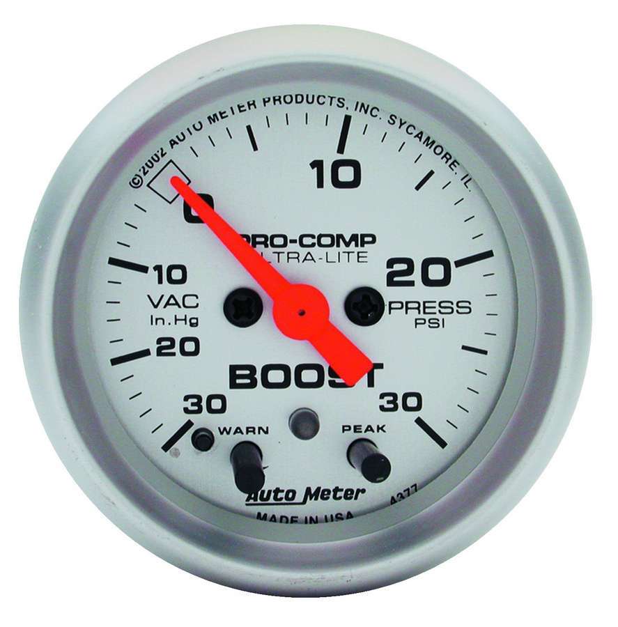 AutoMeter GAUGE, VAC/BOOST, 2 1/16", 30INHG-15PSI, STEPPER MOTOR W/PEAK & WARN, ULTRA-LITE