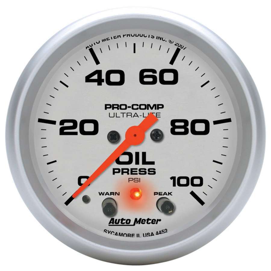 AutoMeter GAUGE, OIL PRESS, 2 5/8", 100PSI, DIGITAL STEPPER MOTOR W/PEAK & WRN, ULTRA-LITE