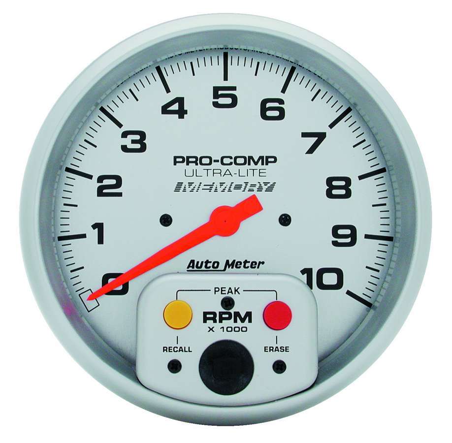 AutoMeter GAUGE, TACHOMETER, 5" , 10K RPM, IN-DASH W/PEAK RPM MEMORY, ULTRA-LITE