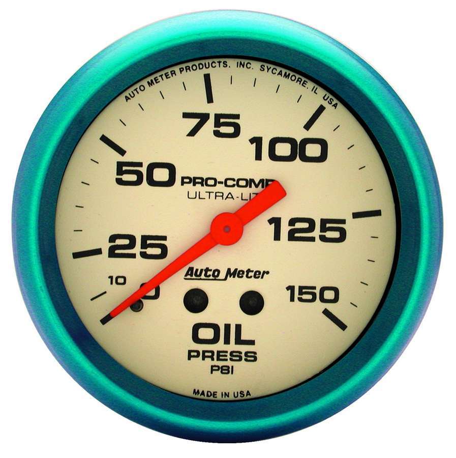 AutoMeter GAUGE, OIL PRESS, 2 5/8", 150PSI, MECH., GLOW IN THE DARK, ULTRA-NITE