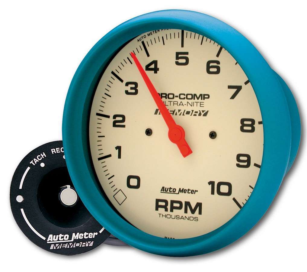 AutoMeter GAUGE, TACH, 5", 10K RPM, IN-DASH, W/PEAK MEMORY, GLOW IN DARK, ULTRA-NITE