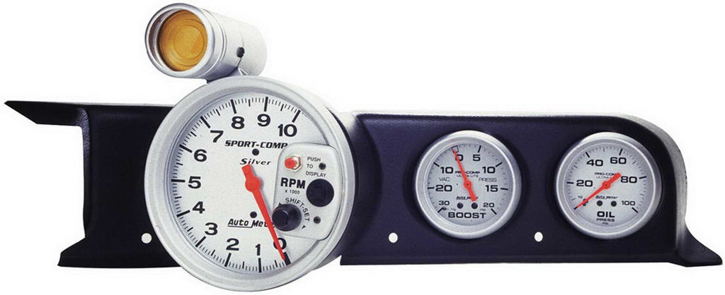 AutoMeter GAUGE MOUNT, DASH TOP, TRIPLE, (5" PEDESTAL TACH, 2 5/8" X2), MUSTANG 87-93 FOX