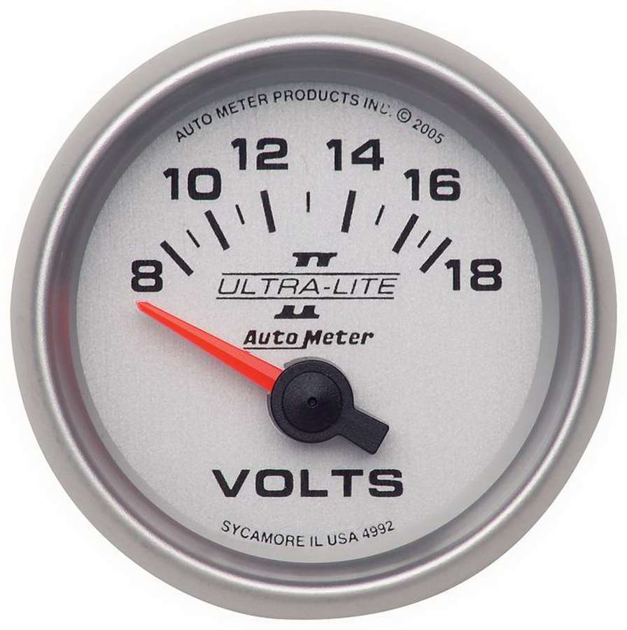 AutoMeter GAUGE, VOLTMETER, 2 1/16" , 18V, ELECTRIC, ULTRA-LITE II