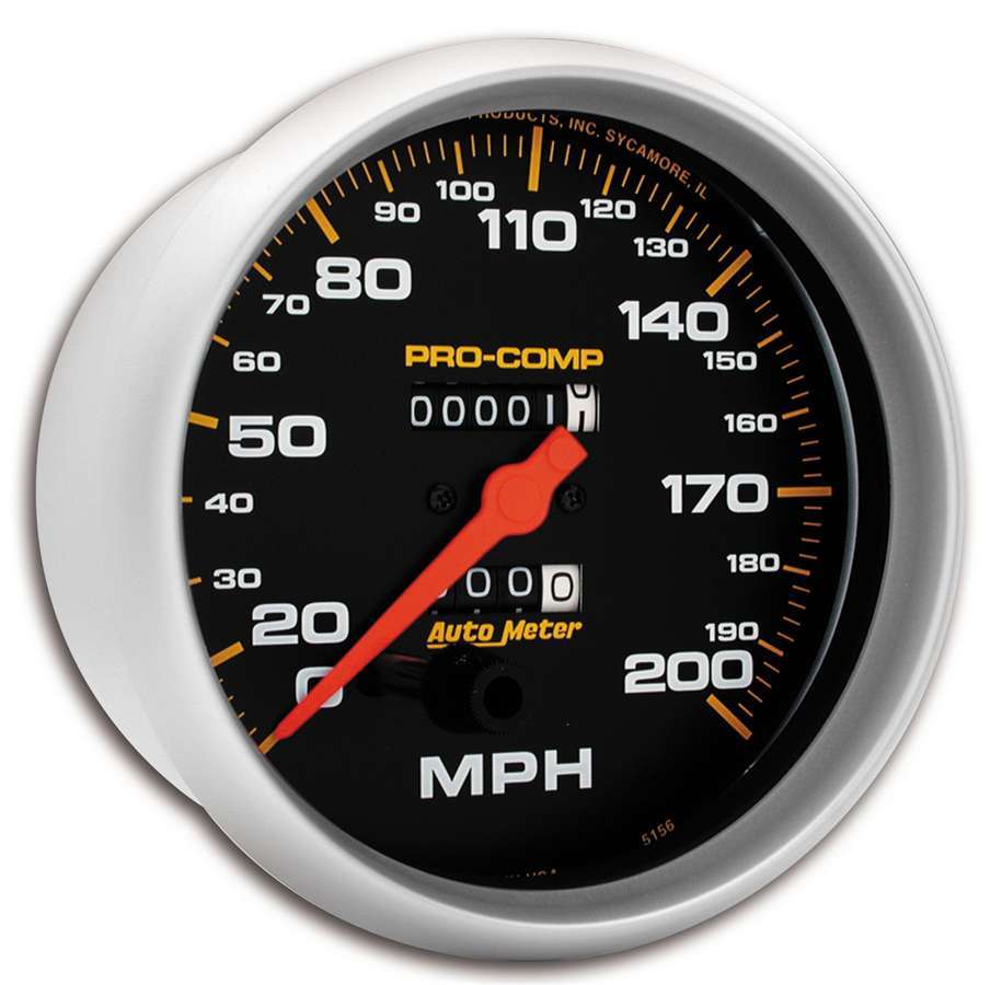 AutoMeter GAUGE, SPEEDOMETER, 5" , 200MPH, MECHANICAL, PRO-COMP