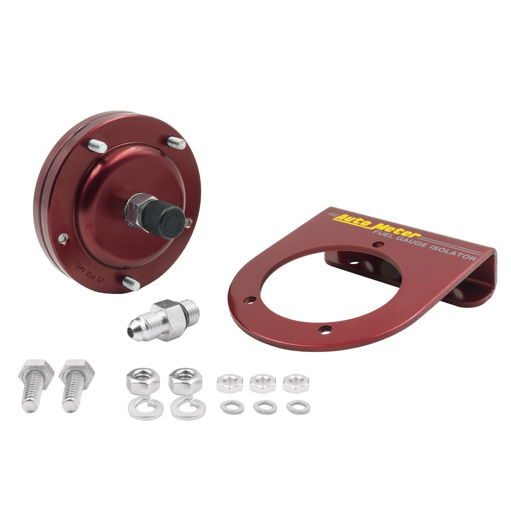 KIT AISLADOR DE PRENSA DE COMBUSTIBLE AutoMeter, PARA MANÓMETROS DE 15 PSI, ALUMINIO ANODIZADO ROJO, CONEXIONES -4AN