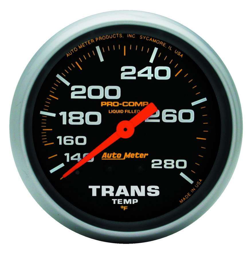 AutoMeter GAUGE, TRANS TEMP, 2 5/8", 140-280 Degrees F, LIQUID FILLED MECH, 8FT., PRO-COMP