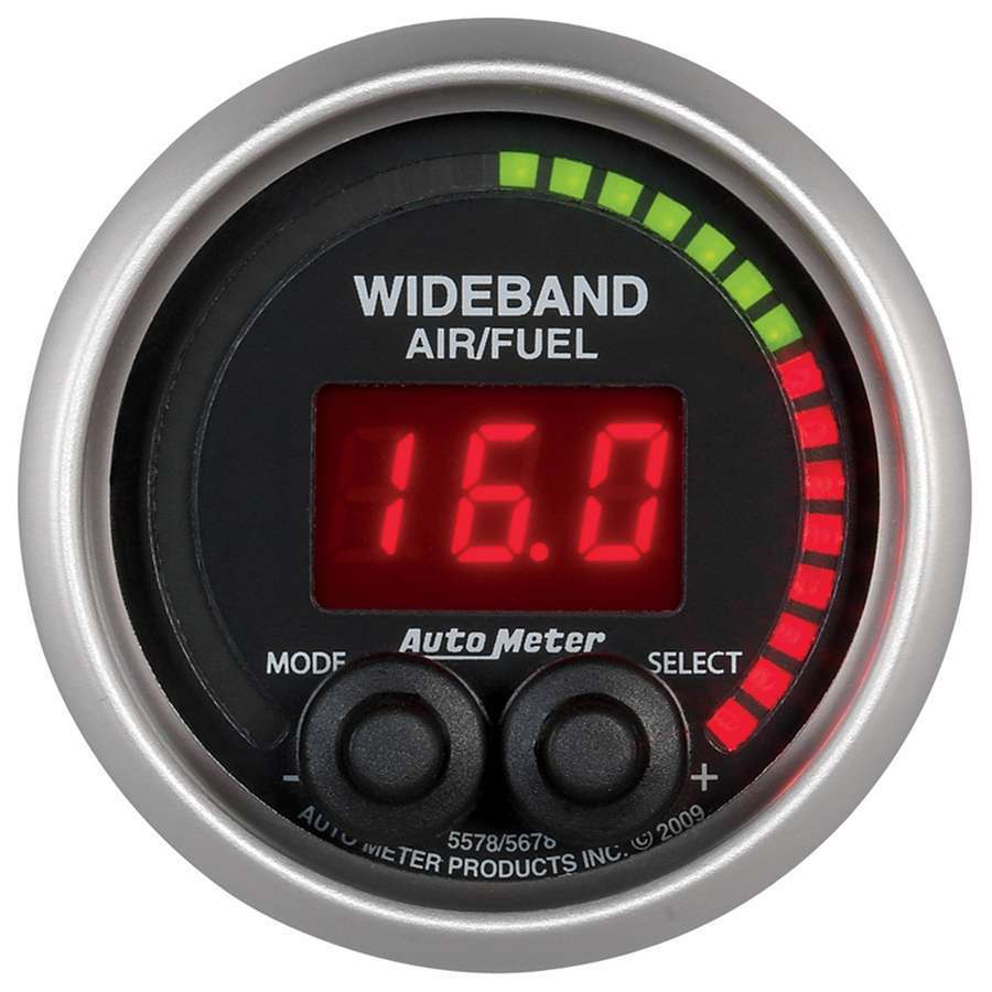 AutoMeter GAUGE, AIR/FUEL RATIO-PRO, 2 1/16", 10:1-20:1, DIGITAL W/ PEAK & WARN, ELITE