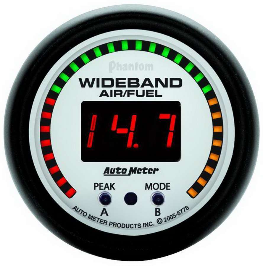 AutoMeter GAUGE, AIR/FUEL RATIO-PRO, 2 1/16", 10:1-20:1, DIGITAL W/ PEAK & WARN, PHANTOM