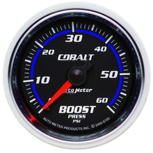 Load image into Gallery viewer, AutoMeter GAUGE, BOOST, 2 1/16&quot;, 60PSI, MECHANICAL, COBALT