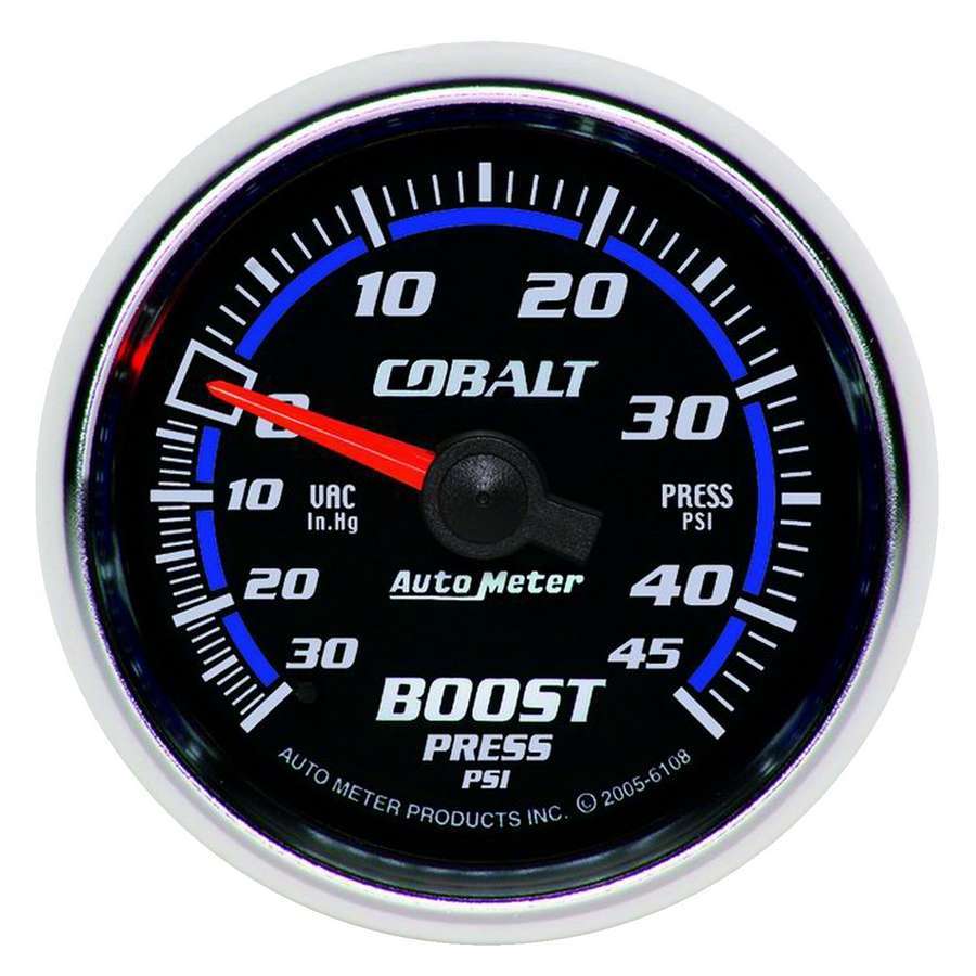 AutoMeter GAUGE, VAC/BOOST, 2 1/16" , 30INHG-45PSI, MECHANICAL, COBALT