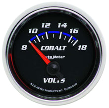 Load image into Gallery viewer, AutoMeter GAUGE, VOLTMETER, 2 1/16&quot;, 18V, ELECTRIC, COBALT