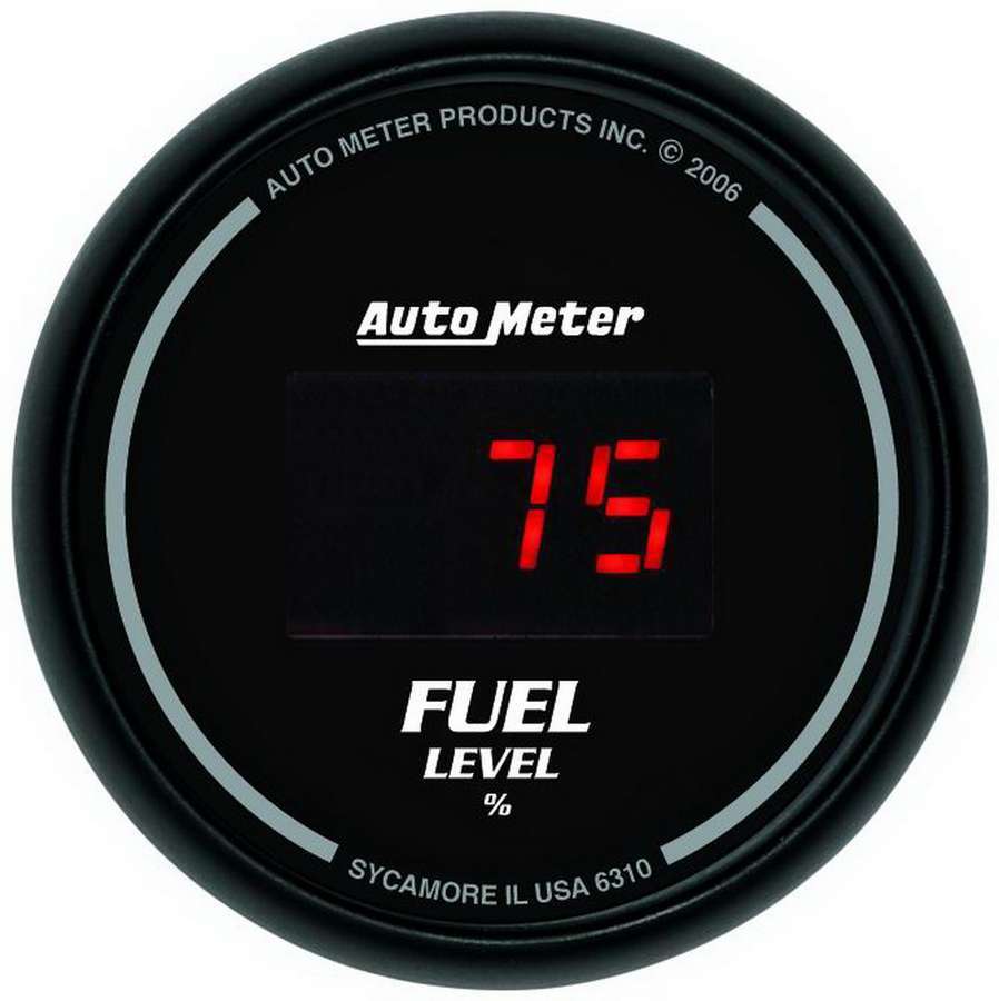 AutoMeter GAUGE, FUEL LEVEL, 2 1/16" , 0-280O PROGRAM., DIGITAL, BLACK DIAL W/ RED LED